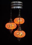 Halay Turkse hanglamp - oosterse hanglamp met 3 oranje mozaïek bollen - handgemaakt - 20cm breed