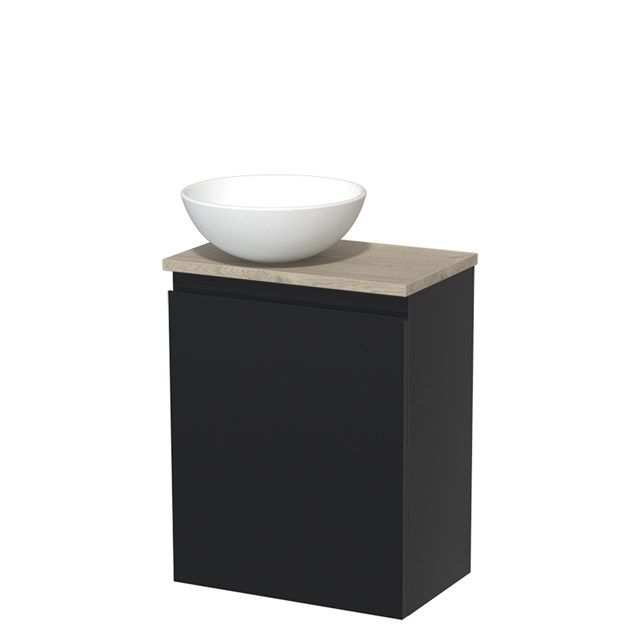 Maxaro Modulo Toiletmeubel 41 cm - Mat Zwart - Lichtgrijs Eiken