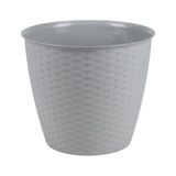 Stedelijk Urban Living SUNNYDAYS Garden & Plastic - kunststof pot met rotan-effect, diameter 20 cm x h 17 cm, titanium