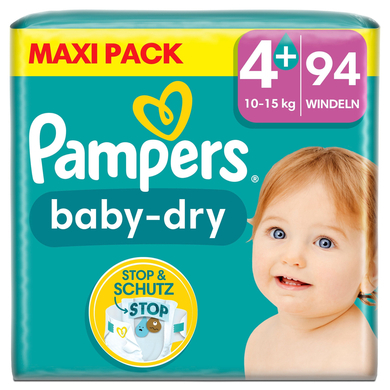 Pampers Pampers Baby-Dry luiers, maat 4+, 10-15kg, Maxi Pack (1 x 94 luiers)