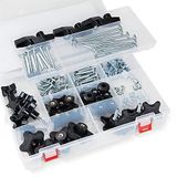POWERTEC 71127 Jig en armatuur T-Track Hardware Kit met knoppen en 1/4"-20 schroefdraad | 128-delige set