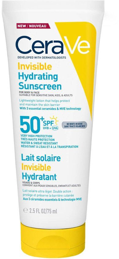 CeraVe Onzichtbare Hydraterende Zonnebrandcrème SPF50 - 75ml