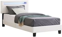 IDIMEX Gestoffeerd bed BENITO 90x200 cm, led-verlichting, wit kunstleer