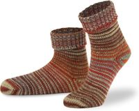 normani 2 paar Scandinavische wollen sokken met omslag terracotta maat 43-46 gestreept unisex Acryl/Wol/Elastaan