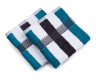 Gözze Handtuch, 2er Set, New York Streifen 50/100 cm, lagune/Weiß/Grafiet