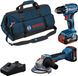 Bosch Professional 18V Toolkit - Combiset - GWS 18V-8 + GSR 18V-45 + 2x GBA 18V 4.0 Ah + GAL 18V-40 lader