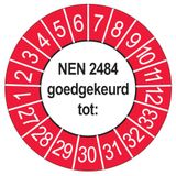 Merkloos / Sans marque Keuringsstickers NEN 2484 2027 | 50 stuks, Ø 35 mm | Buiten Rood