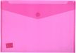 Grafoplas - Verpakking met 5 plastic enveloppen, A6, zelfklevende textielsluiting, fuchsia, meerkleurig, 16 x 12 cm, transparant gestreept polypropyleen, perfect voor kleine documenten