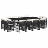 vidaXL 13-delige Tuinset met kussens poly rattan zwart