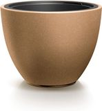 Prosperplast Plantenpot/bloempot Sevilla - buiten/binnen - kunststof - hout/beige - D39 x H30 cm - met binnenpot