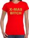 Bellatio Decorations Shoppartners Bv Foute Kerst t-shirt - x-mas bitch - goud / glitter - rood - dames - kerstkleding / kerst outfit XS