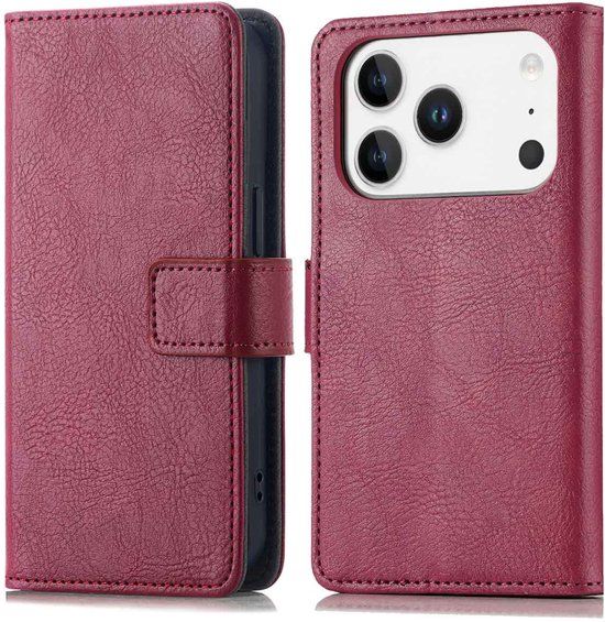 imoshion Hoesje - Geschikt voor Apple iPhone 17 Pro Max - Luxe Bookcase - Bordeaux