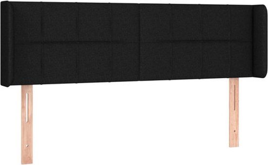 vidaXL Hoofdbord met randen 147x16x78/88 cm stof zwart