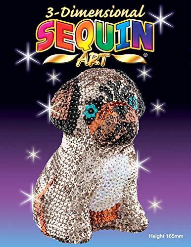 Mammut Spiel & Geschenk MAMMUT 8101702 - 3D Sequin Art paillettenfiguur mops, hond, steekvorm, knutselset met piepschuim figuur, pailletten, steekstiften, parels en handleiding, voor kinderen vanaf 8 jaar