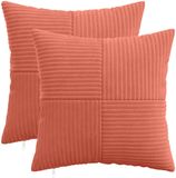 vidaXL Kussensloop 2 pcs ALMELO Rood Oranje 45 x 45 cm corduroy
