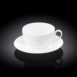 Wilmax WL-993000/2C Porseleinen theekopjes en schotelset, wit, 250 ml capaciteit, 2 stuks