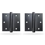 Amig - Set van 2 vaste scharnieren - 76 x 76 x 2 mm (3'' x 3'') - 18/8 roestvrij staal - Zwart - Met platte eindkap - Met rechte rand