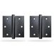 Amig - Set van 2 vaste scharnieren - 76 x 76 x 2 mm (3'' x 3'') - 18/8 roestvrij staal - Zwart - Met platte eindkap - Met rechte rand