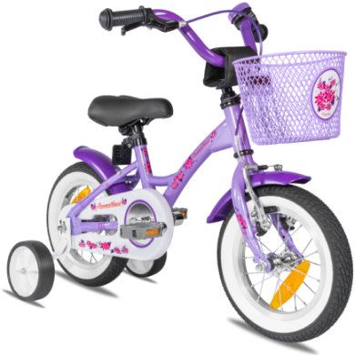 Prometheus Bicycles Kinderfiets 12 inch - Paars & Wit - Vanaf 3 Jaar - Met Zijwieltjes