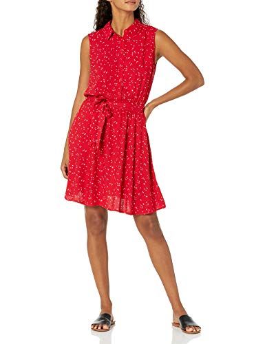 Amazon Essentials Vrouwen Mouwloos Geweven Shirt Jurk - Rood Blad - L-XL - EAN: 0194223977444