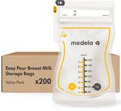 Medela Moedermelk Bewaarzakjes – 200 stuks – Lekvrij – Met Dubbele Sluiting en Schenktuit – BPA‑vrij en recyclebaar