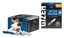 Gizeh Active Tip Actieve Koolstoffilter met Keramische Cap 34 Filter, Zilver, smal