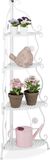Merkloos Relaxdays Plantenrek hoek 4 etages metaal wit