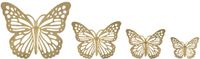 Mauro Ferretti Décoration murale Papillons Set 4 pièces 35×2×29 cm Or Métal