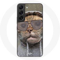 Maniacase Hoesje voor Samsung Galaxy S22 Kat met capuchon grappige foto Dieren