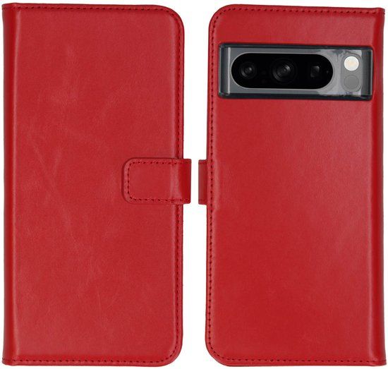 Selencia Google Pixel 8 Pro Hoesje - Echt Lederen Bookcase - Rood - Met Pasjeshouder