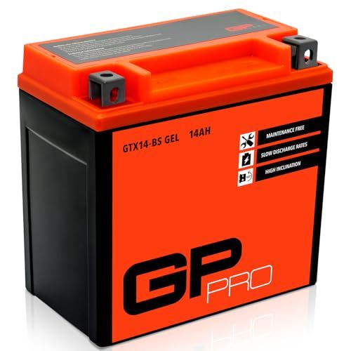 GP-PRO GTX14-BS 12V 14Ah GEL Accu (vergelijkbaar met YTX14-BS / 51214) (Onderhoudsvrij en verzegeld) Accumulator Motorfiets Scooter Accu