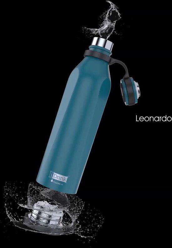 i-Drink B-Evo Pavone Leonardo Thermosfles 500 ml Azuurblauw Roestvrij Staal
