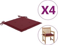 vidaXL Tuinstoelkussens 4 stuks 50x50x3 cm Oxford stof Wijnrood