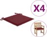 vidaXL Tuinstoelkussens 4 stuks 50x50x3 cm Oxford stof Wijnrood