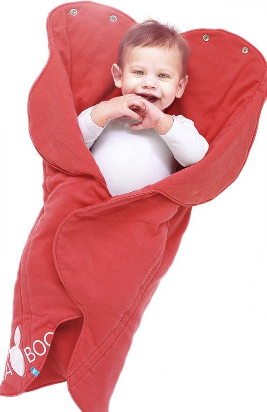 Wallaboo Babydeken Fleur - Handige wikkeldeken en wrapper - 100% zacht katoen - past in een autostoel - 85 * 85 cm - Rood rood