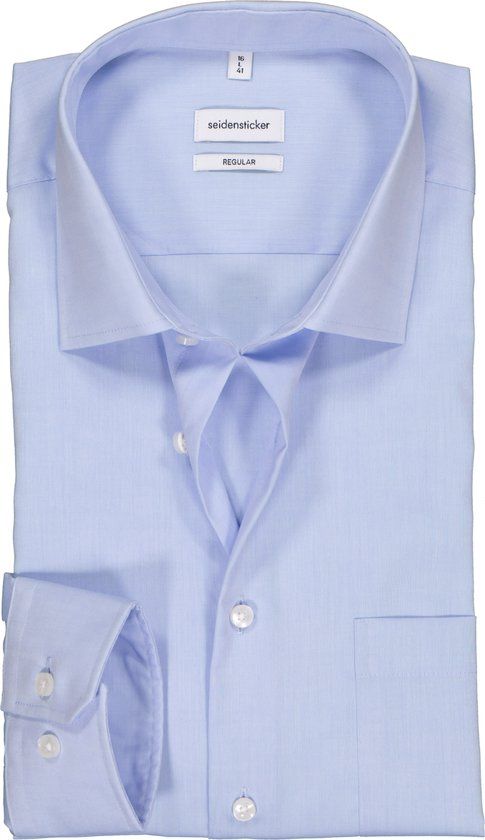 Seidensticker Regular Fit Overhemd Lichtblauw Chambray Maat 40