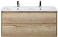 BES LED Porto Badmeubelset 120 cm - 2 Laden Natuur Eiken - Keramische Wastafel Wit Slim