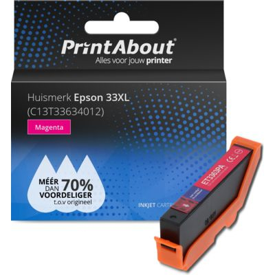 PrintAbout Huismerk Epson 33XL (C13T33634012) Inktcartridge Magenta Hoge capaciteit
