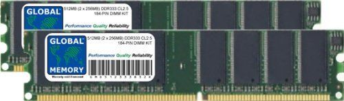 GLOBAL MEMORY 512 MB (2 x 256 MB) DDR 333 MHz PC2700 184-PIN DIMM Memory Ram Kit