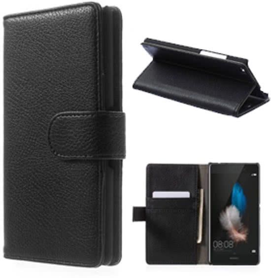 Smart Huawei Ascend P8 Lite Portemonnee Hoesje Case Zwart - 2018 Model