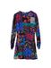 Desigual Jurk azuur / fuchsia / zwart / wit