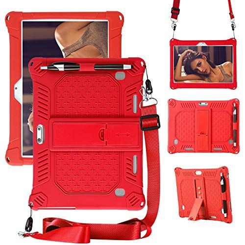 YHFZR Panda YHFZR Koffer voor Lectrus DE-KTLA133 10.1 Inch, Zacht Kindvriendelijk Lichtgewicht Ingebouwde Standaard Beschermhoes voor Lectrus DE-KTLA133 10.1 Inch, Rood