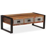 vidaXL Salontafel met 3 lades, massief gerecycled hout, 100x50x35 cm