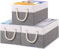 Famanu – Opbergdoos Stof - Opvouwbare Opbergdozen - Wasbaar - Open Stoffen Doos - voor Slaapkamer - Kledingopbergvak - Wit/Grijs - 33x23x20cm