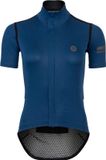 AGU Maillot de pluie - Maillot de cyclisme à manches courtes - Femme - Bleu - Imperméable - Coupe-vent - Revêtement DWR - Coutures étanches - M