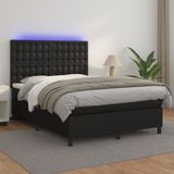 Maison Exclusive - Lit boxspring avec matelas et éclairage LED, noir, 140x200 cm, similicuir