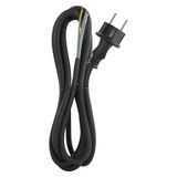 EMOS Rubberen aansluitkabel 3 m, voedingskabel, aansluitkabel voor hoge mechanische belasting, aansluitkabel Schuko, 3 x 1,5 mm2, H07RN-F rubber/neopreen, zwart
