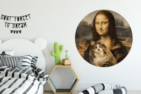 Merkloos / Sans marque WallCircle - Mona Lisa Cat - Round Wall Decoration - 120x120 cm