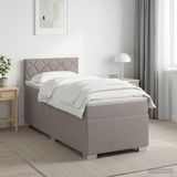 vidaXL Boxspringbed met matras en LED-verlichting, taupe kleur, 90 x 190 cm, gestoffeerd