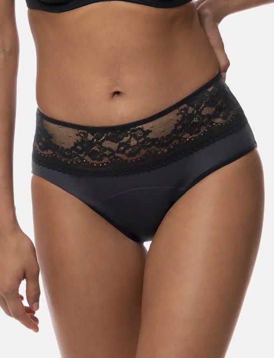 Dorina 2-pack Menstruatie Midi Slip - Lace - Zwart / M